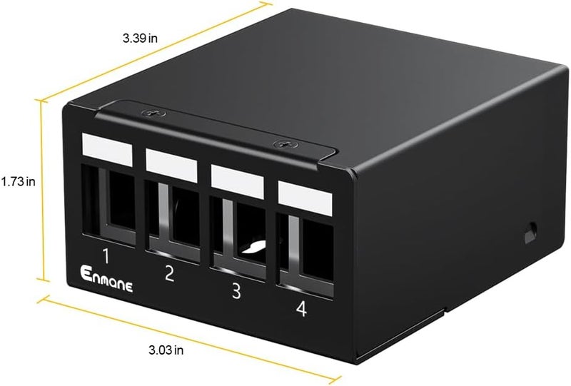 Enmane 4 Port Patch Panel Blank Keystone Patch Panel UTP&STP Compatible with LC/SC/ST/FC/USB/HDMI Keystone Jack for Desk Mount Home Ethernet Termination Box - Image 3